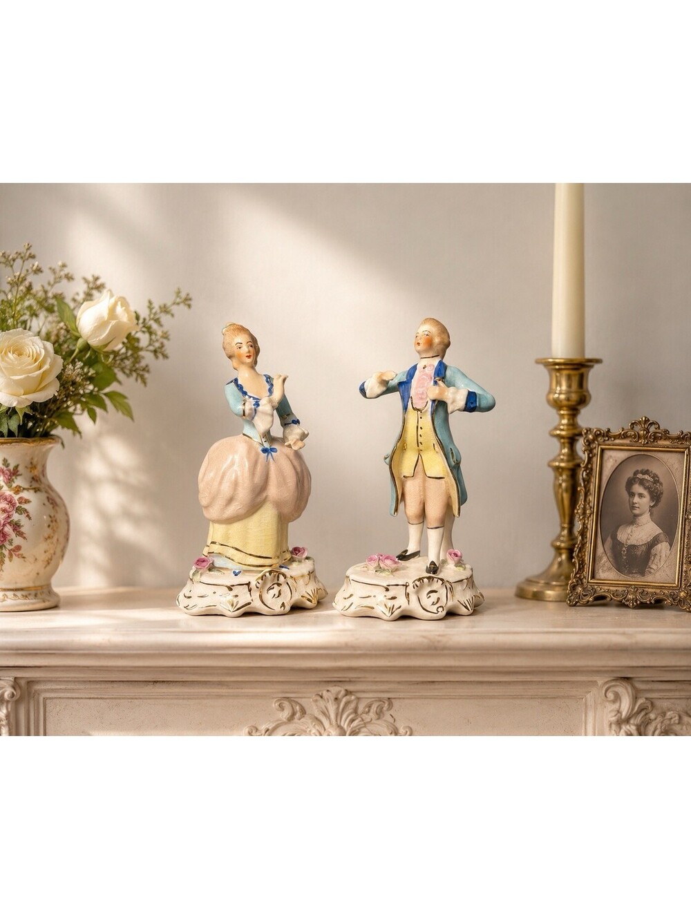 Coventry USA 1950s Roland & Rosamund Porcelain Couple Figurines 5066/67B, 6”